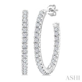 3/4 Ctw French Pave Set Round Cut Diamond Fashion Half Hoop Earring in 14K White Gold